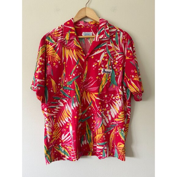 Vintage Surf Line Hawaii Originals JAMS Shirt Red Tropical Print Hawaiian Shirt - Picture 1 of 9